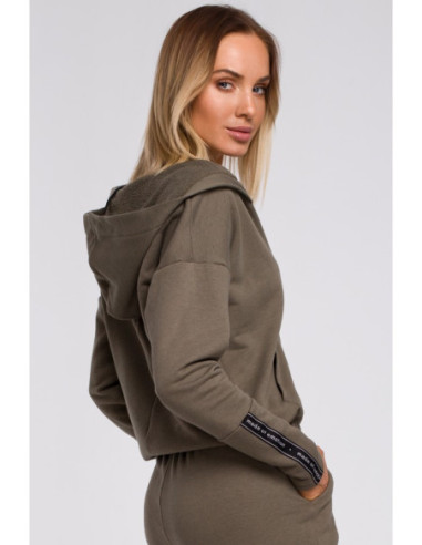 M552 Džemperis su kengūros kišene ir gobtuvu - chaki spalvos 2