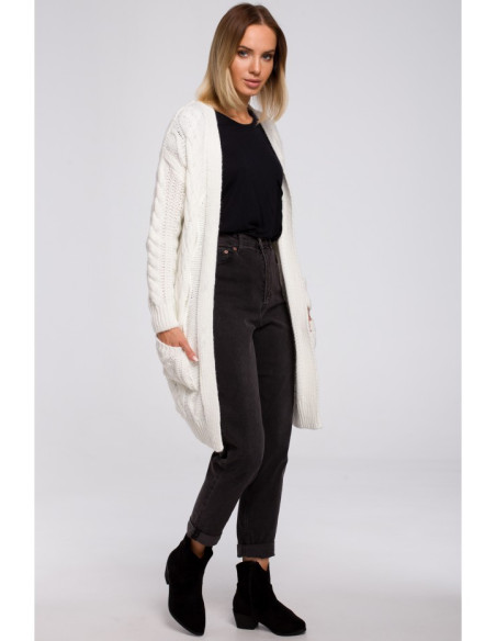 M555 megztinis be sagų - ecru spalvos