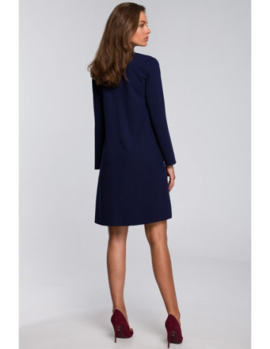 S233 Suknelė su šifono skara - tamsiai mėlyna 2