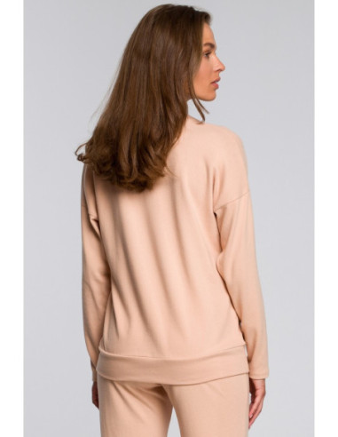 S246 Megztinis su V formos iškirpte - smėlio spalvos 2