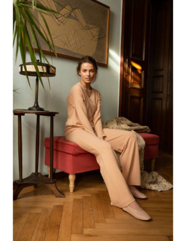 S249 Megztos kelnės - smėlio spalvos 2