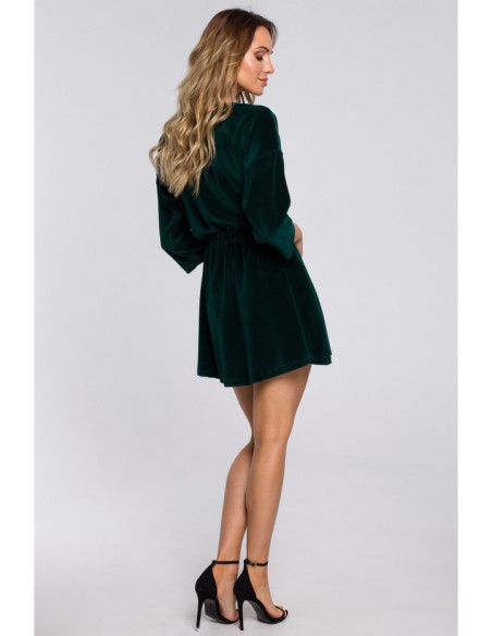 M564 Velūro suknelė su juosta - žalia