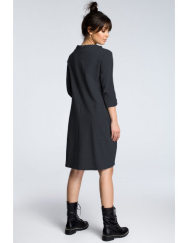 B070 Marškininė suknelė su kaklo raišteliu - grafito spalvos 2