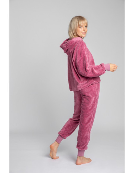 LA003 Pliušinė striukė su gobtuvu - heather