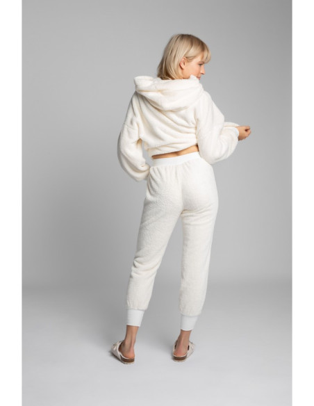 LA004 Pliušinės sportinės kelnės - ecru spalvos