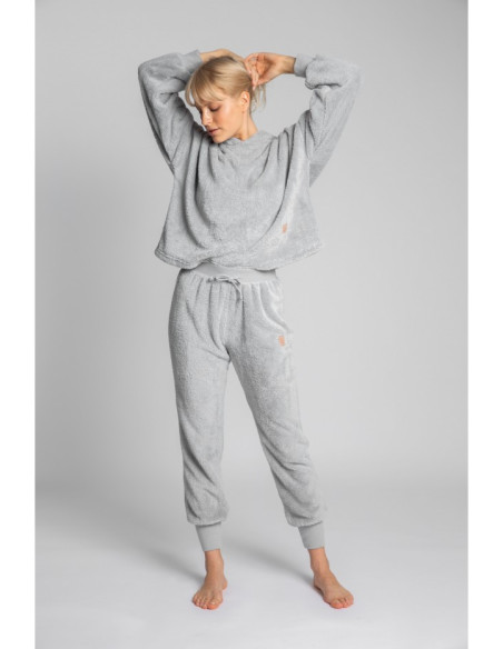 LA004 Pliušinės sportinės kelnės - pelenų spalvos