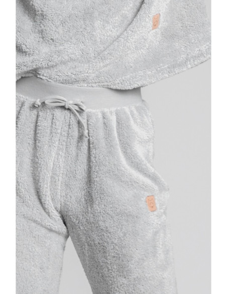 LA004 Pliušinės sportinės kelnės - pelenų spalvos