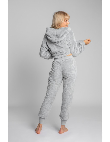 LA004 Pliušinės sportinės kelnės - pelenų spalvos
