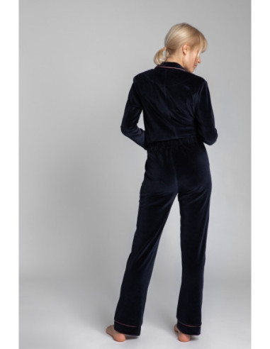 LA008 Velūro pižamos kelnės - tamsiai mėlynos 2