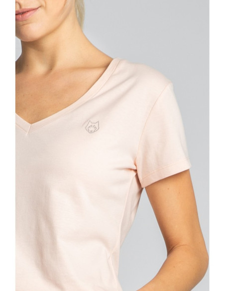 LA014 Miegantys marškinėliai su V formos iškirpte - persikiniai