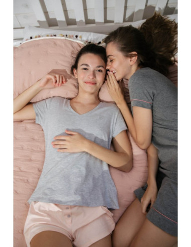 LA014 Miegantys marškinėliai su V formos iškirpte - Ash 2