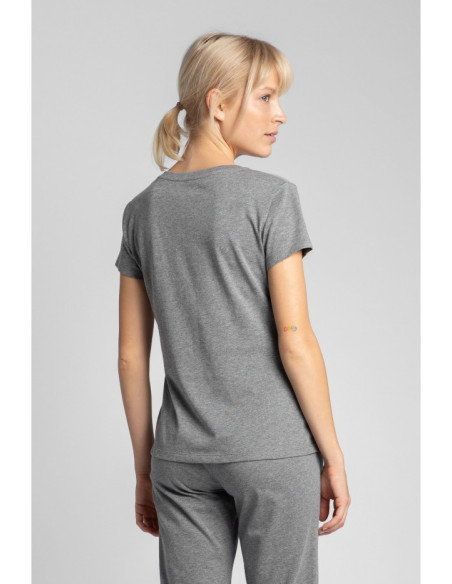 LA014 Miegantys marškinėliai su V formos iškirpte - pilki