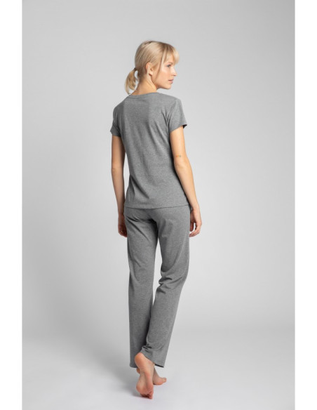 LA014 Miegantys marškinėliai su V formos iškirpte - pilki