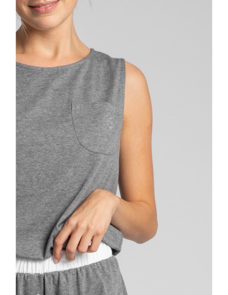 LA015 Medvilninis miego marškinėlis be rankovių - pilkas