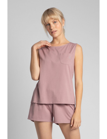 LA015 Medvilninis miego marškinėlis be rankovių - heather