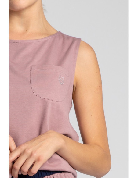 LA015 Medvilninis miego marškinėlis be rankovių - heather