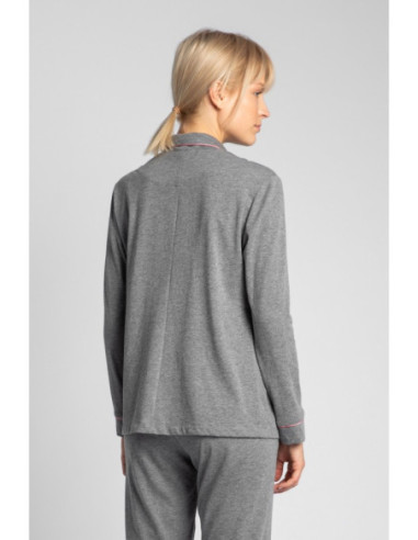 LA019 Medvilniniai pižamos marškiniai su apykakle - pilki 2