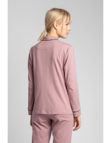 LA019 Medvilniniai pižamos marškiniai su apykakle - heather 2