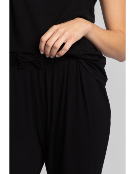 LA025 Miegamos kelnės su siauromis klešnėmis - juodos spalvos
