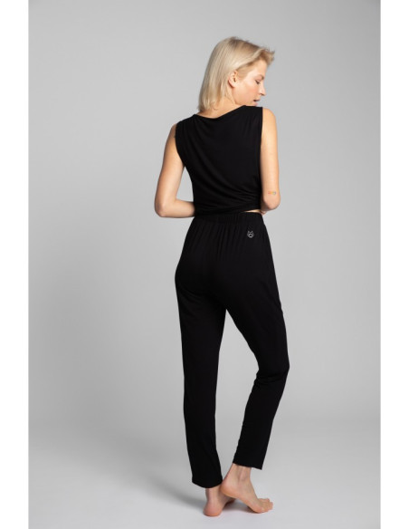 LA025 Miegamos kelnės su siauromis klešnėmis - juodos spalvos