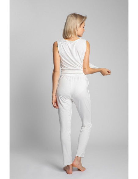 LA025 Miegamos kelnės su siauromis klešnėmis - ekru spalvos
