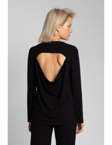 LA027 Miegama palaidinė su iškirpte nugaroje - juoda 2