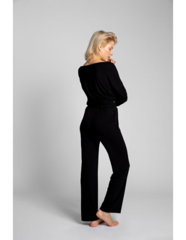 LA028 Miegamos kelnės su plačiomis klešnėmis - juodos... 2