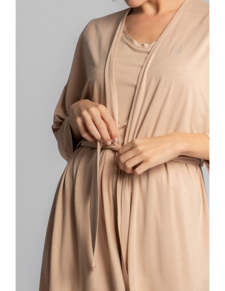 LA032 Viskozinis chalatas su diržu - cappuccino