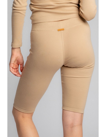 LA036 Medvilniniai megzti šortai su briaunelėmis - cappuccino