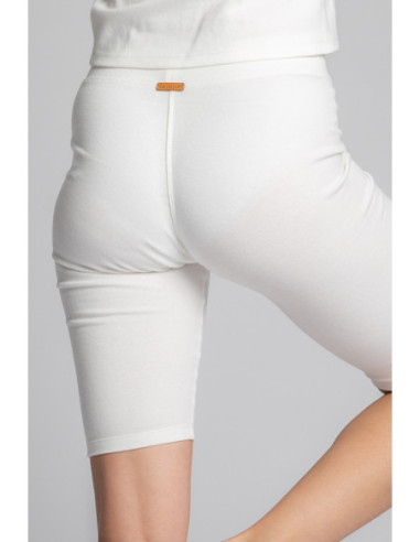 LA036 Medvilniniai šortai su briaunuotu trikotažu - ecru... 2