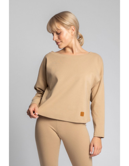 LA037 Medvilninis megztinis su raišteliais - cappuccino