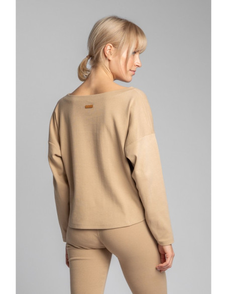 LA037 Medvilninis megztinis su raišteliais - cappuccino