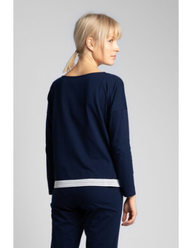 LA040 Nėriniuota pižamos palaidinė - tamsiai mėlyna 2