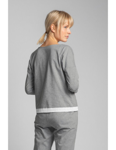 LA040 Pižamos palaidinė su nėriniuotu kraštu - pilka 2