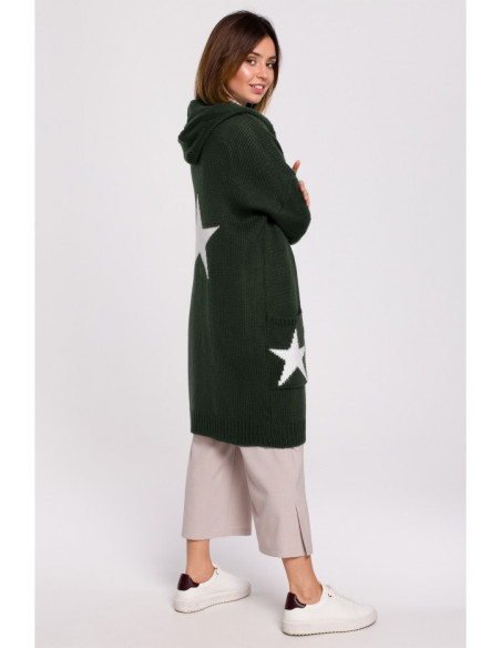 BK063 Megztinis su žvaigždės motyvu - chaki spalvos
