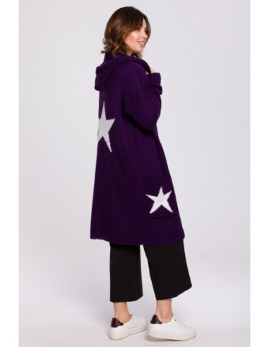 BK063 Megztinis su žvaigždžių motyvais - slyvinis 2