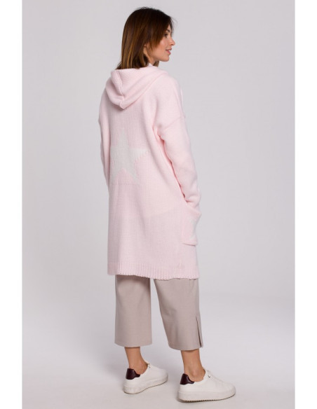 BK063 Megztinis su žvaigždžių motyvais - saldainių rožinės spalvos