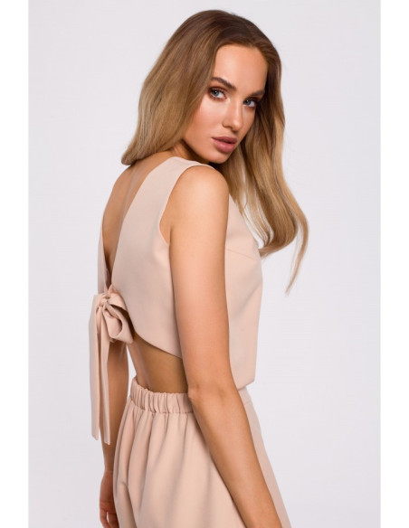 M573 Kombinezonas su kaklaraiščiais - smėlio spalvos