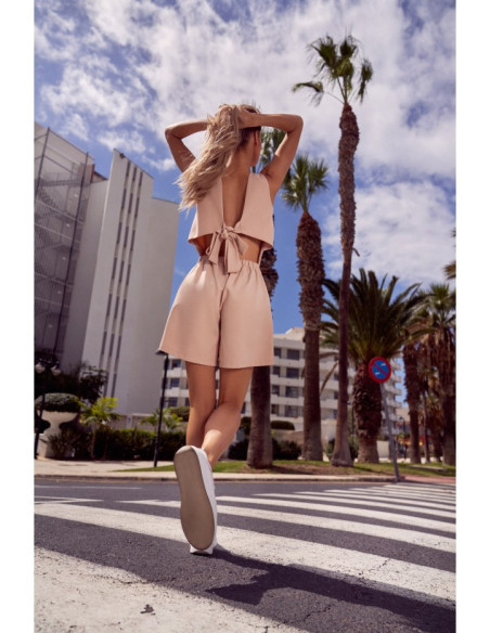 M573 Kombinezonas su kaklaraiščiais - smėlio spalvos