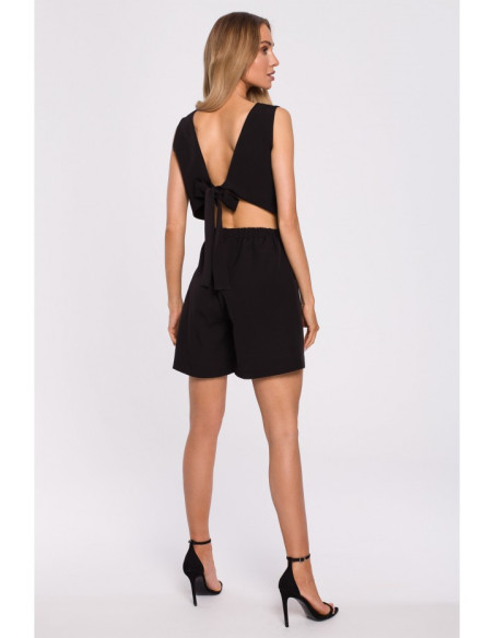 M573 Kombinezonas su kaklaraiščiu - juodas