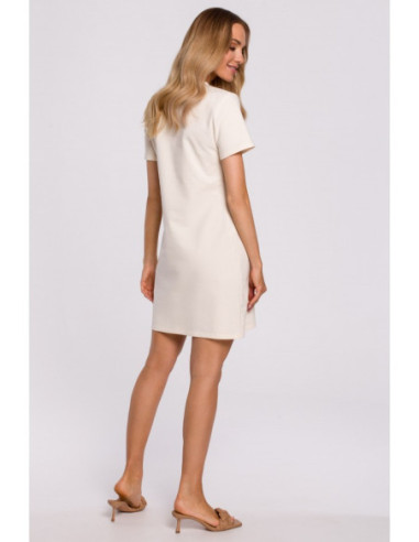 M579 Trapecijos formos suknelė su iškirpte - kreminė 2