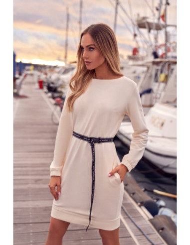 M590 Suknelė su reguliuojamu diržu - kreminė 2