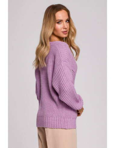 M594 Ažūrinis raštuotas megztinis - Lilac 2