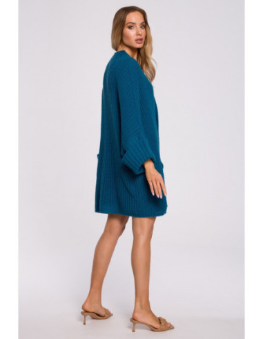 M597 Megztinis su atlenkiamomis rankovėmis - tamsiai mėlynas 2