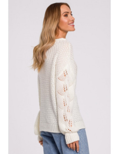 M600 Ažūrinio rašto megztinis - ecru spalvos 2