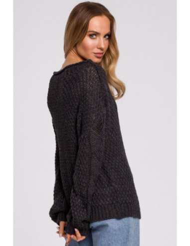 M600 Ažūrinio rašto megztinis - Grafito spalvos 2