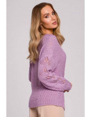 M600 Ažūrinio modelio megztinis - alyvinis 2