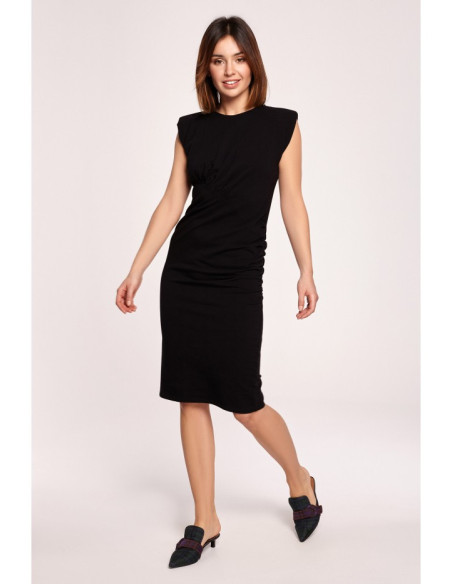 B193 Suknelė su klostėmis - juoda