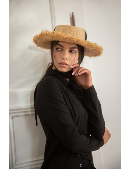 K094 Surišta marškinių suknelė - juoda