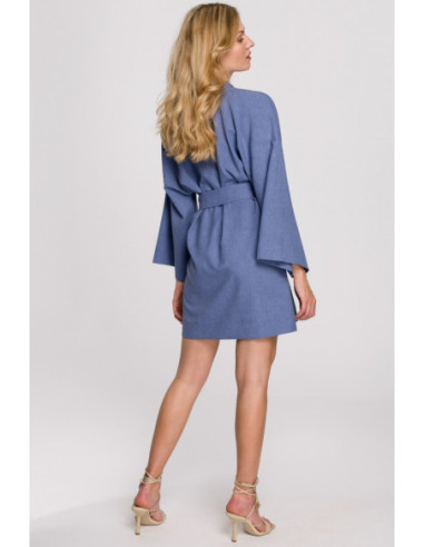 K101 Kimono suknelė su diržu - mėlyna 2